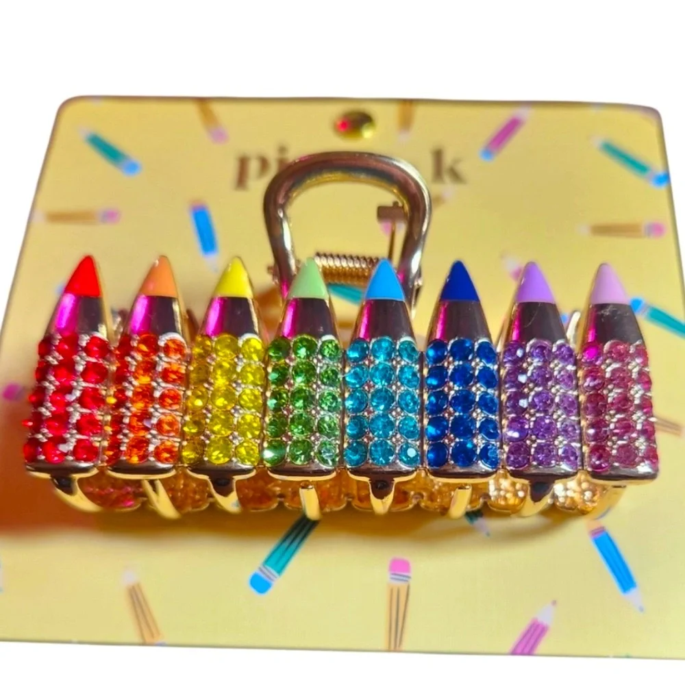 NWT ⚜️🌈⚜️ Piper K Gorgeous Rhinestone Multicolor Pencil Hair Clips